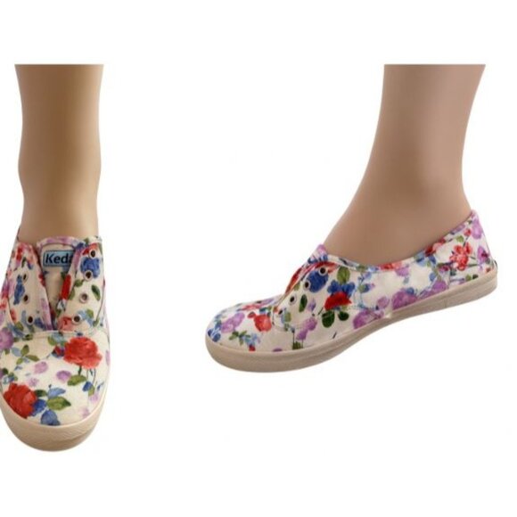 Keds Size 7  Floral Slip-On Canvas White Multicolor Casual Sneaker Shoes - Picture 3 of 12